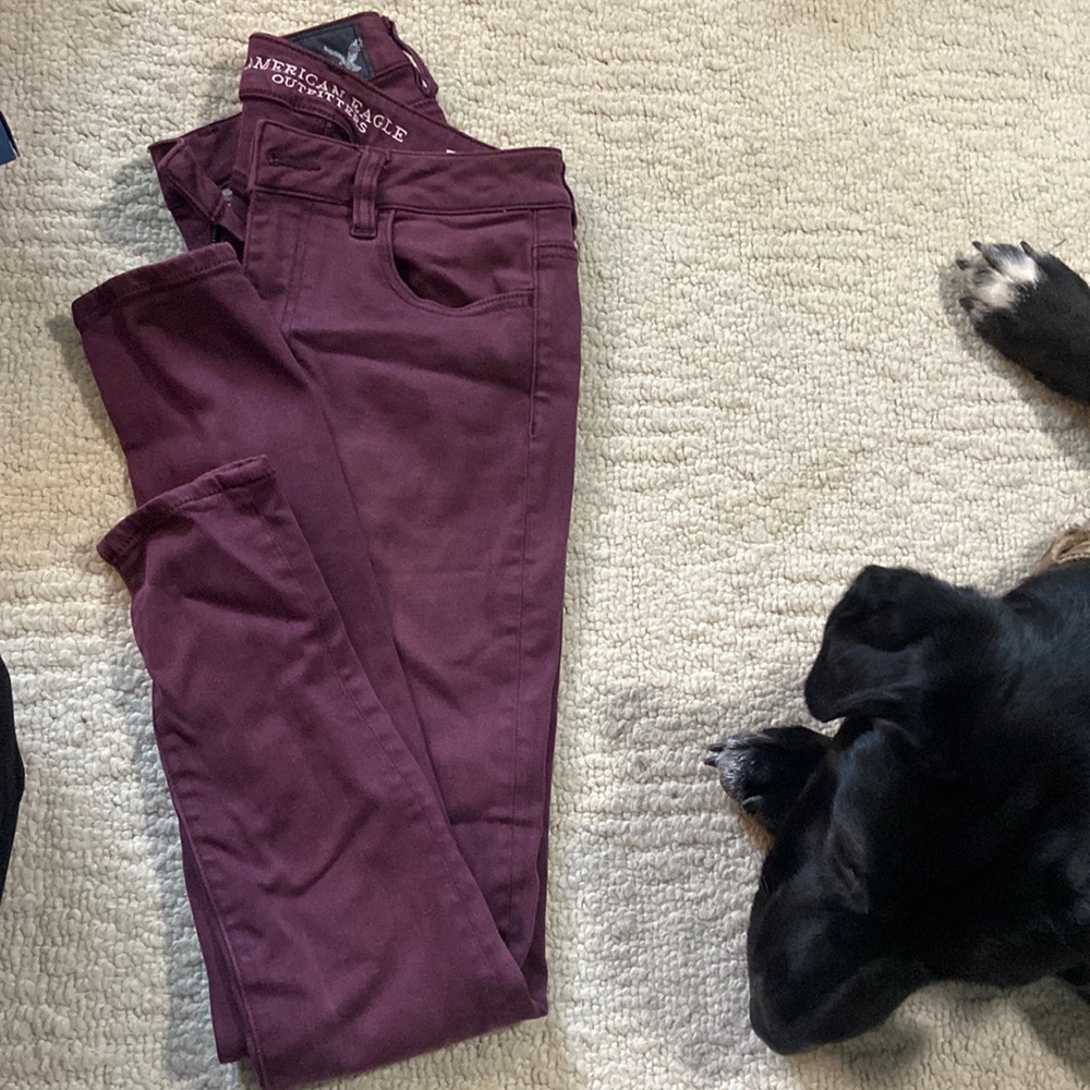 American Eagle burgundy skinny jeans. Size 4